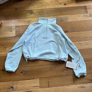 Lululemon brushed softstreme ribbed half zip size 8 powder blue